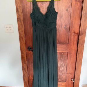 Anthropologie Hitherto Emerald Colored Dress with Lace Detail - Size 12